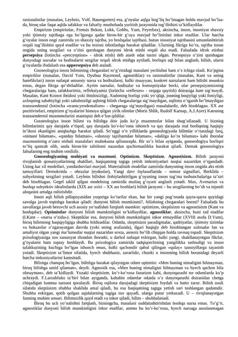 BILISH NAZARIYASI: ASOSIY MUAMMOLARI VA YUNALISHLARI 2