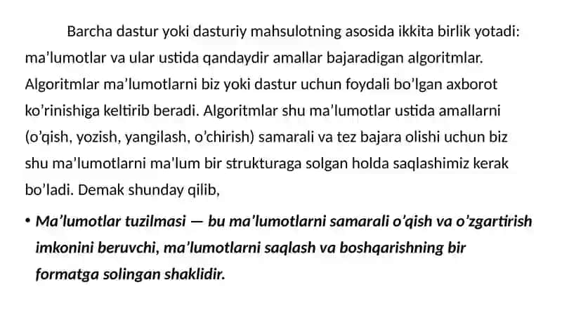 Ma'lumotlar Tuzilmasi 2