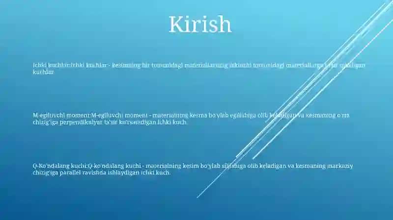 Egilishda Ichki Kuchlar M-Egiluvchi Moment Va Q-Ko'Ndalang Kuchlar Ularning Ishoralari 2