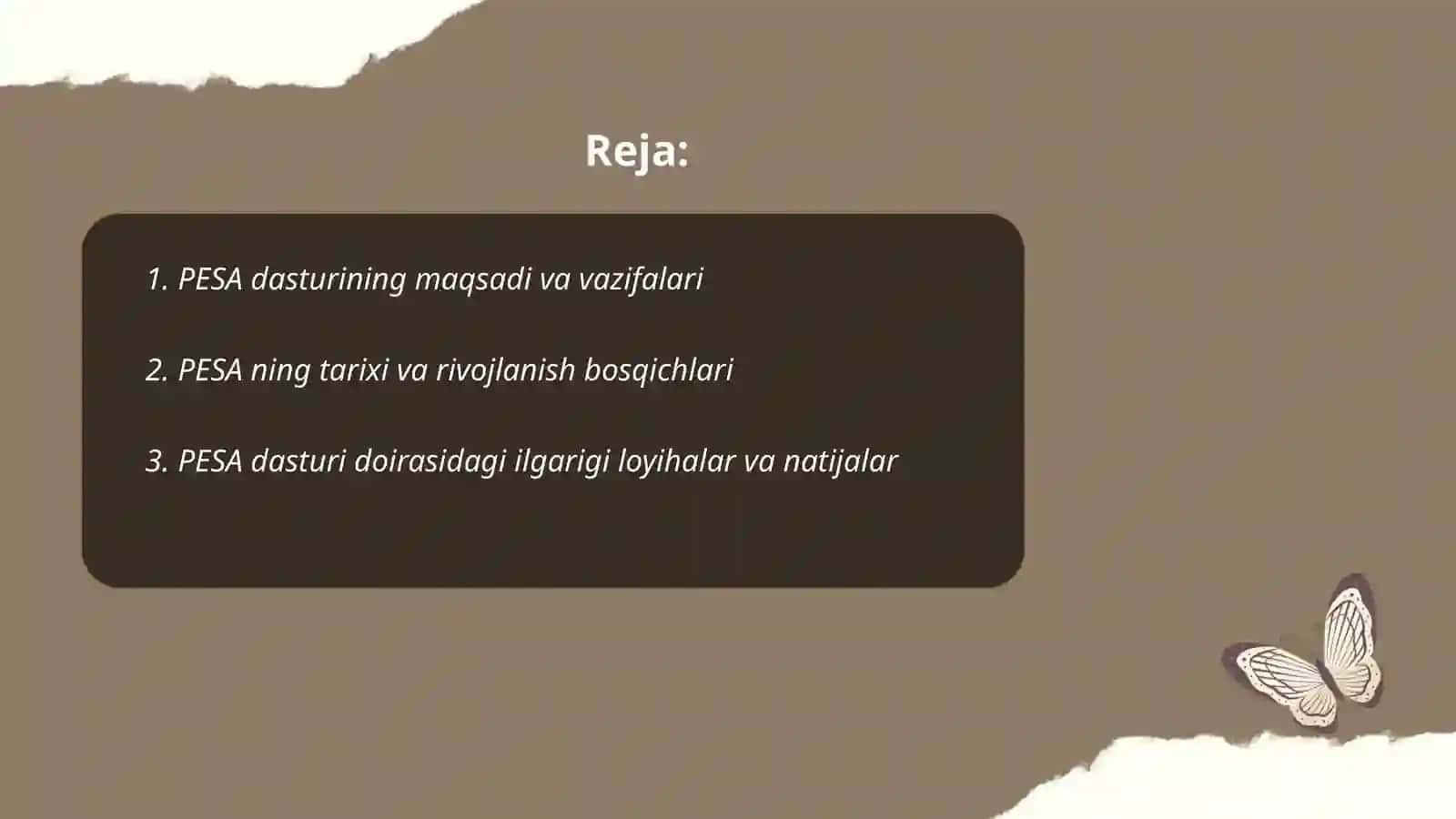 PESA halqaro baxolash dasturi 2
