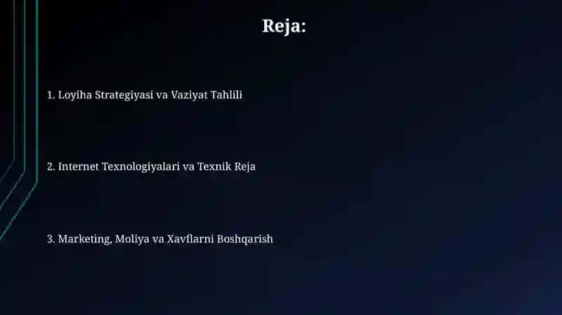 Internet texnologiyalaridan foydalanib amaliy strategiya loyihasi 2