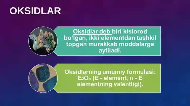 Oksidlarning tarkibi, tuzilishi va nomlanishi 2