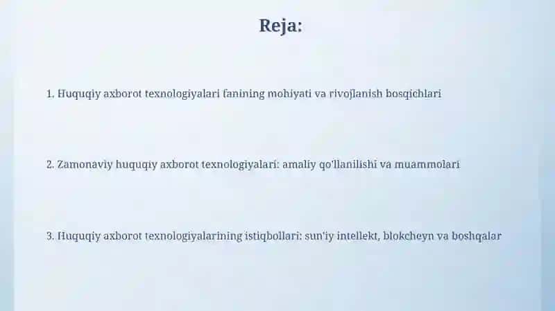 Huquqiy Axborot Texnologiyalari Fanining Predmeti va Rivojlanish Tendensiyalari 2