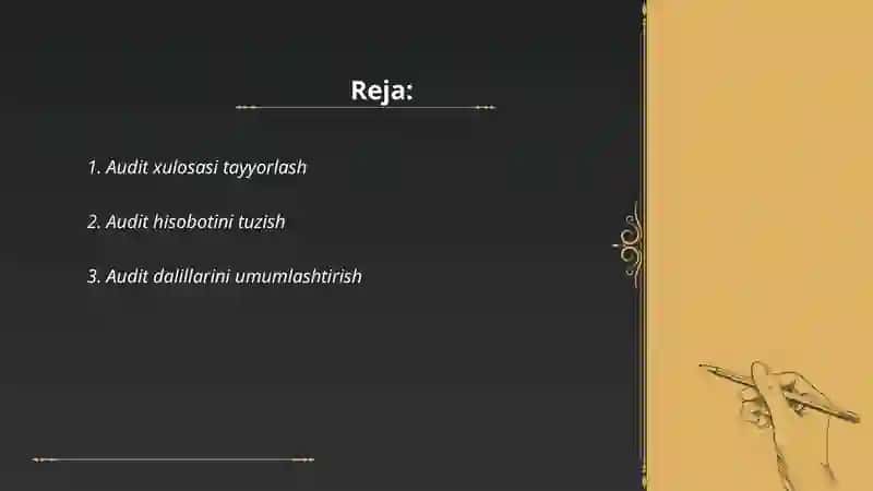 Audit xulosasi tayyorlash 2