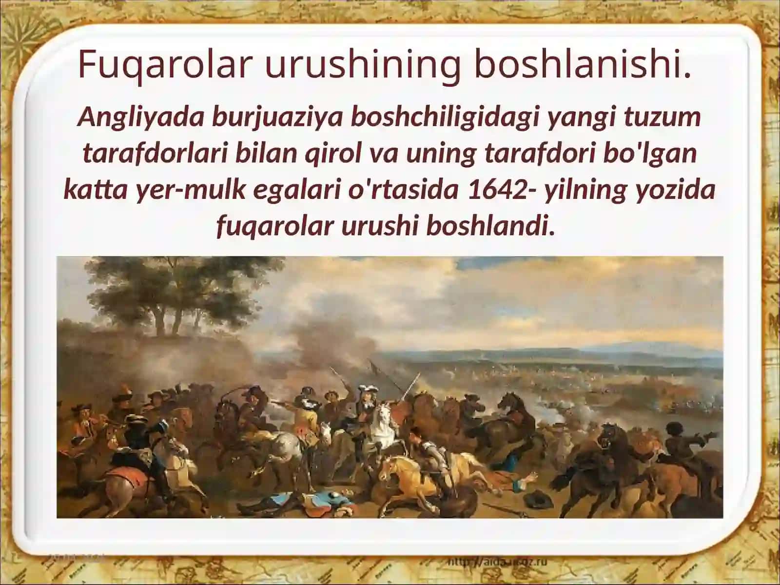 8-sinf Jahon tarixi Angliyada fuqarolar urushi va uning oqibatlari dars taqdimot 2
