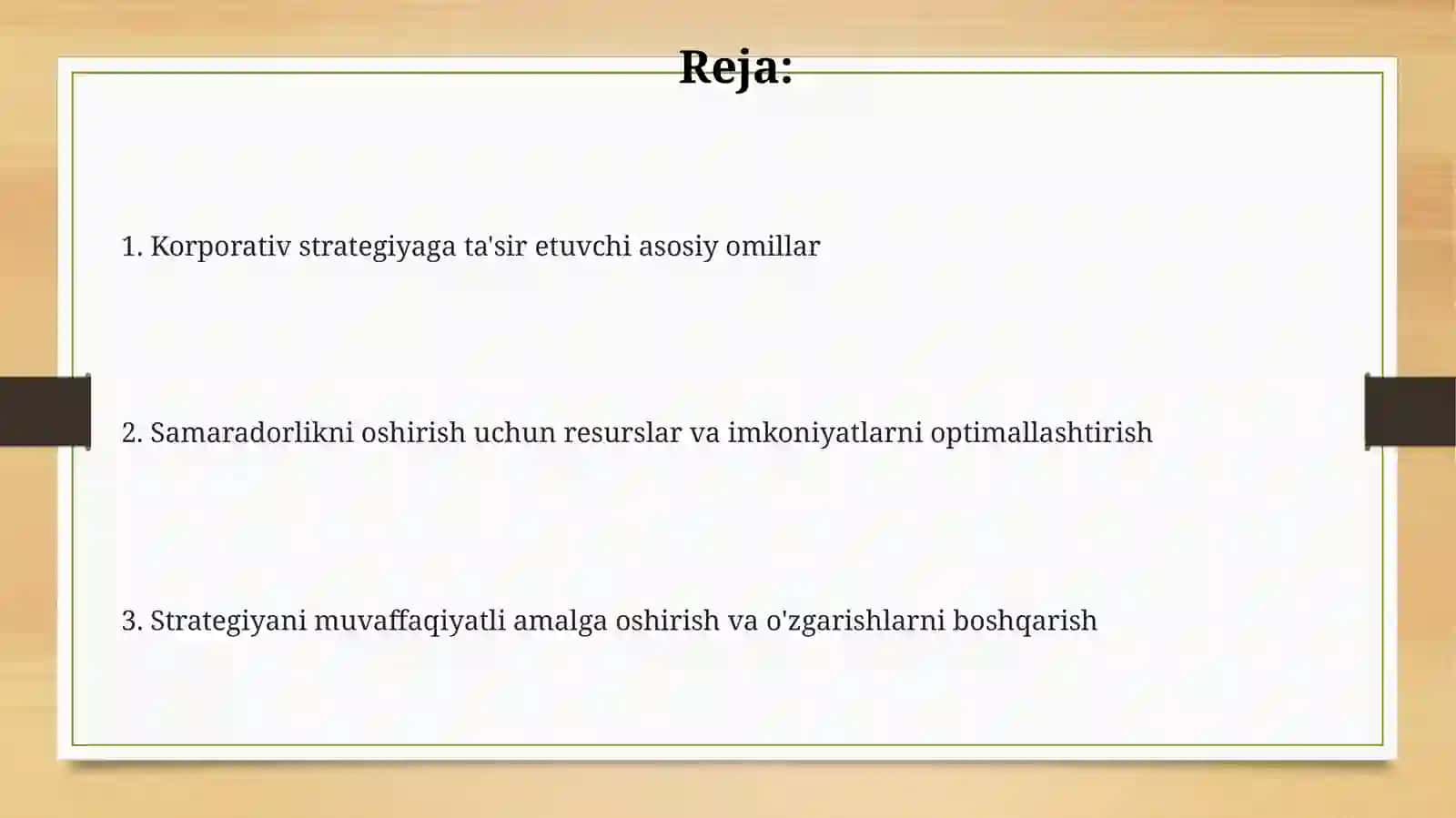 Korxona strategiyasi va samaradorligiga ta'sir etuvchi omillar 2