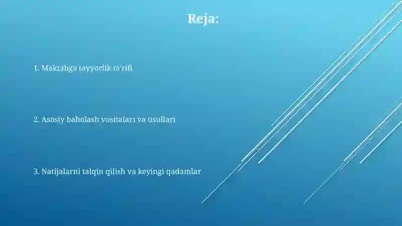 Maktabga tayyorgarlik darajasini diagnostika qilish 2