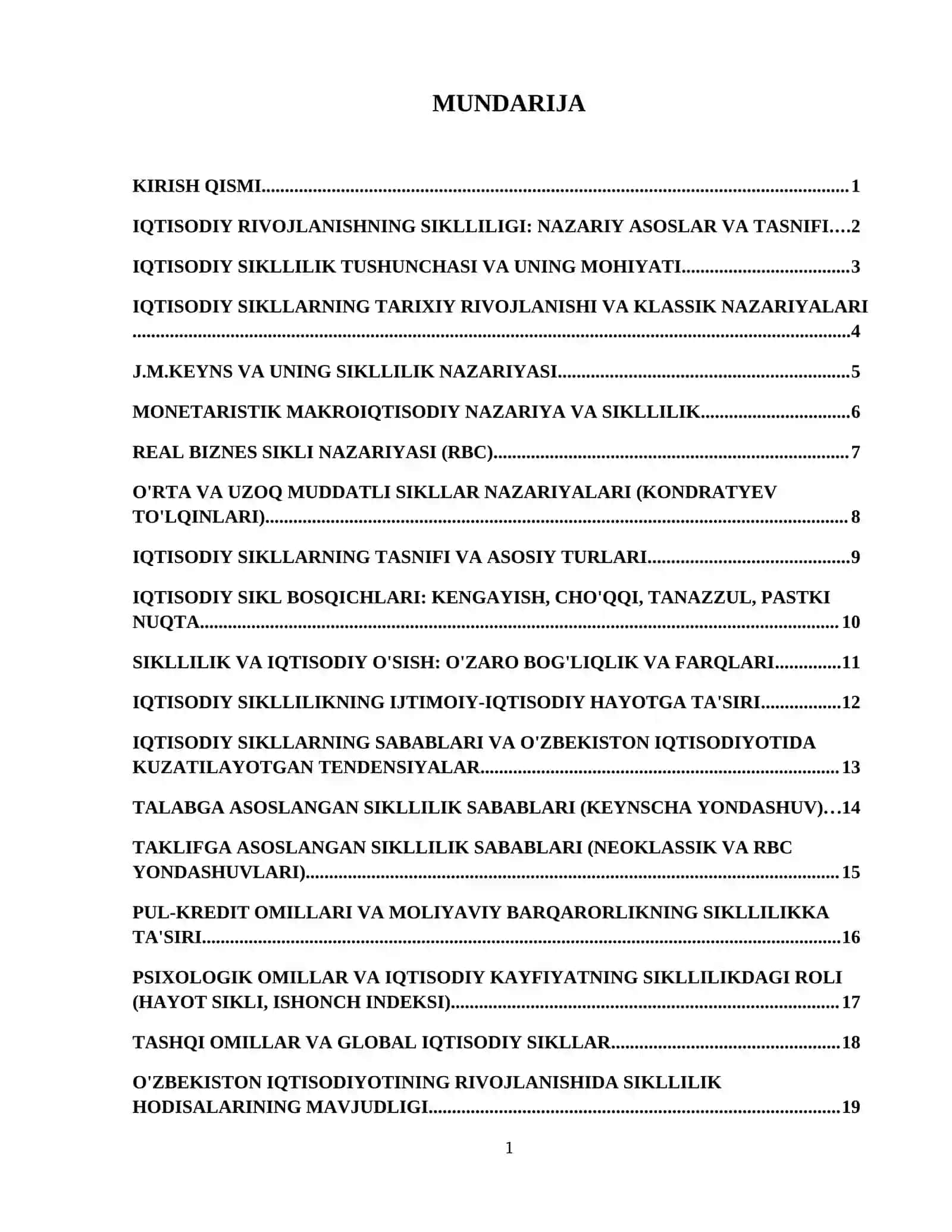 Iqtisodiy rivojlanishning siklliligi va iqtisodiy sikl nazariyalari. 2