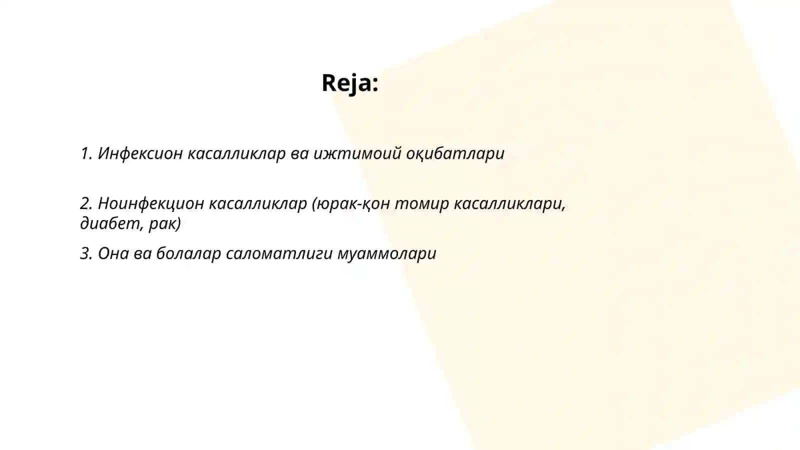 Саломатлик мумолари ва тибий ижтимоий мумолар 2