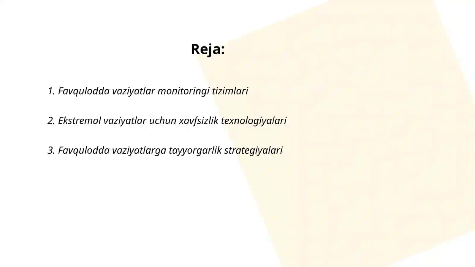 Favqulodda vaziyatlari to’g’risida zamonaviy tushunchalar 2