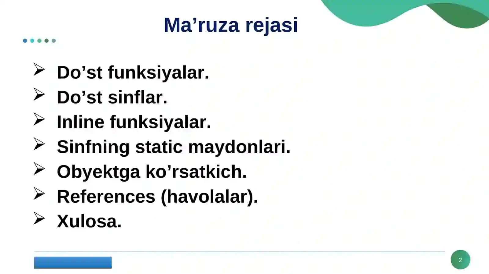 Konstruktorlar va destruktorlar 2