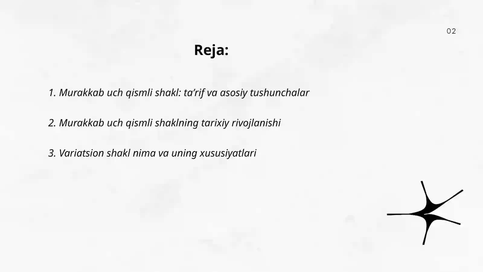 Murakkab uch qismli shakl Variatsion shakl 2
