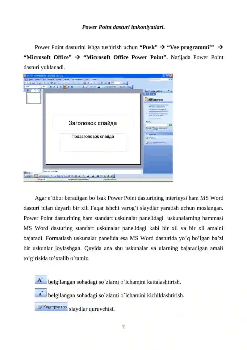 Power Point dasturi 2