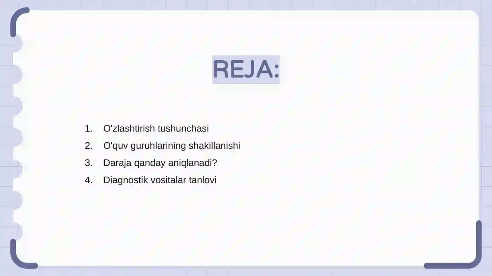 O'zlashtirish va o'quv guruhlarini shakillanganlik darajasini diagnostika qilish 2