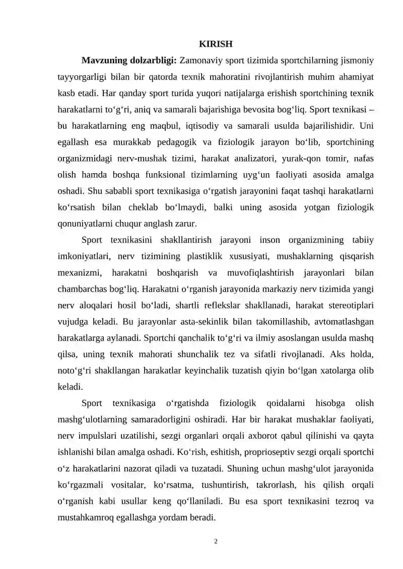 Spоrt tехnikasiga o'rgatishning fiziоlоgik qоidalari 2