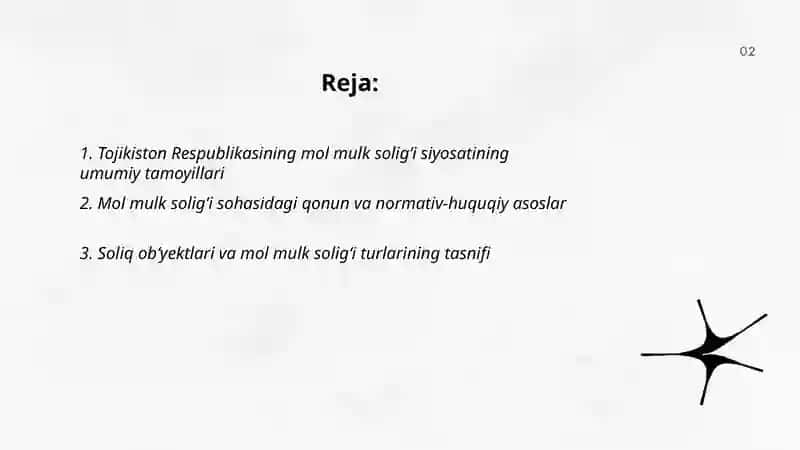 Tojikiston Respublikasining mol mulk soligʻi siyosati 2