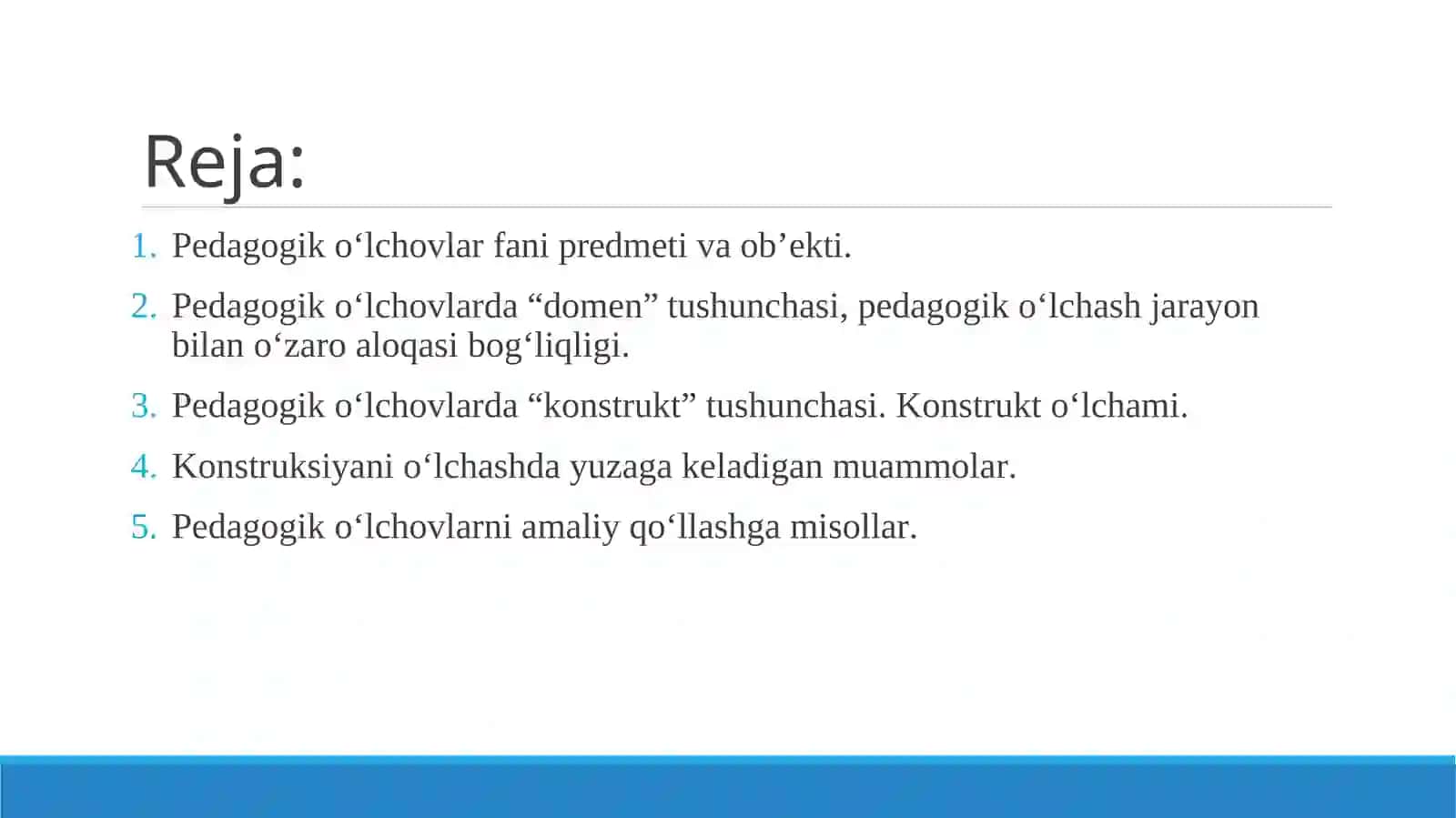Pedagogik o‘lchovlar muammosiga kirish 2