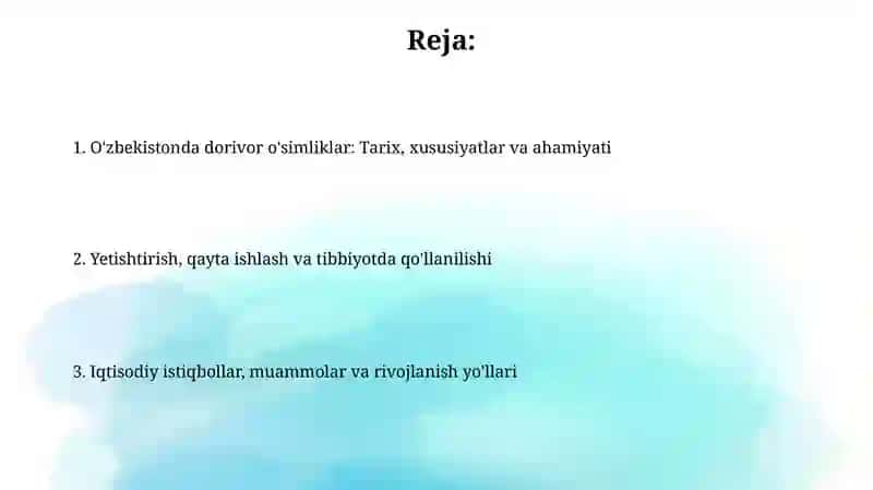 O'zbekistonda yetishtiriladigan dorivor o'simliklar 2