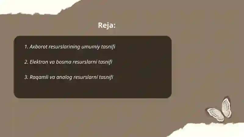 AXBOROT RESURSLARI TASNIFI 2
