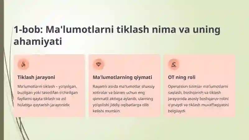 Ma'lumotlarni Tiklash uchun Mo'ljallangan Operatsion Tizimlar Parametrlari 2