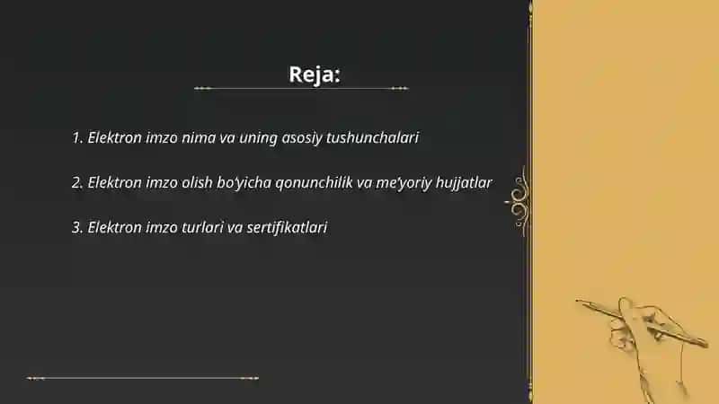 Elektron imzo olish boʻyicha taqdimot 2