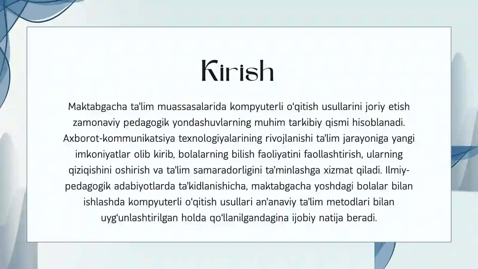 MTMda kompyuterli o'qitish usullari 2