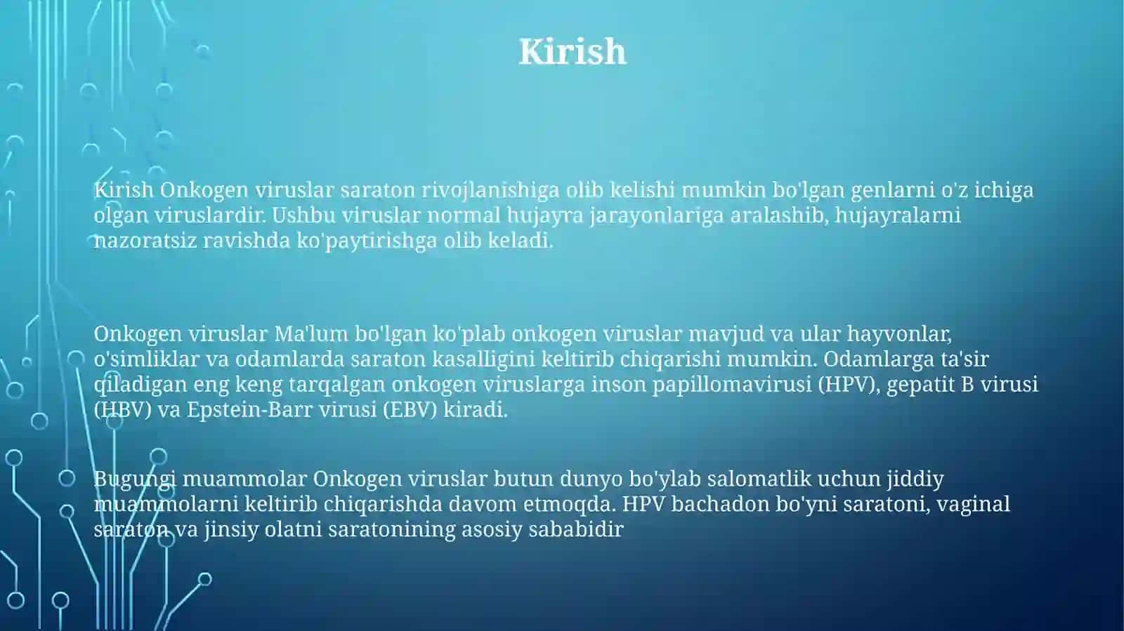 Onkogen Viruslar Va Ularning Hozirgi Kundagi Muammolari 2