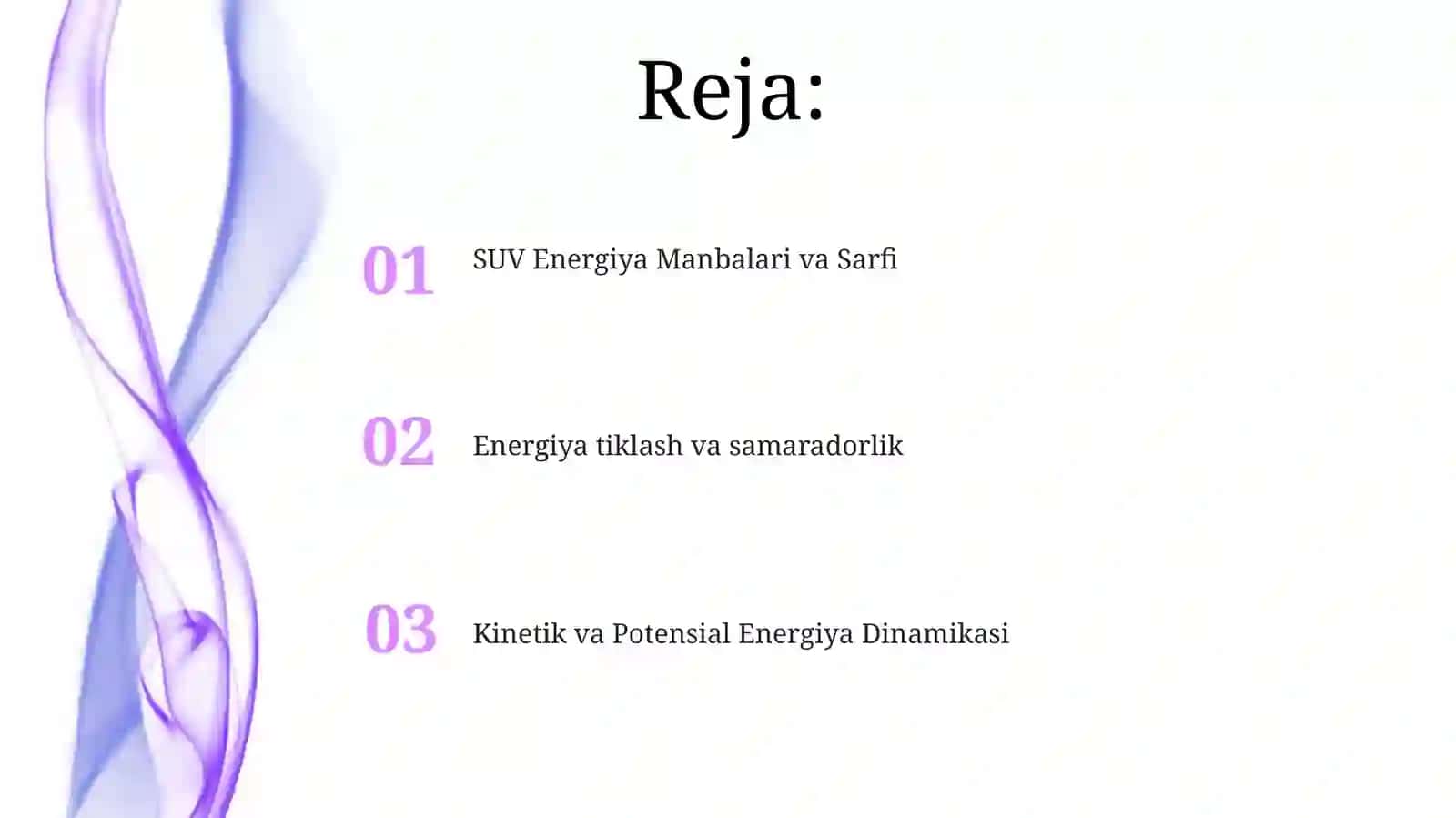 SUV Energiya Manbalari va Sarfi 2