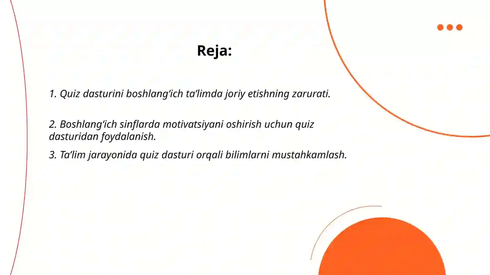 Quiz Dasturi Boʻyicha Boshlangʻich Taʼlim 2
