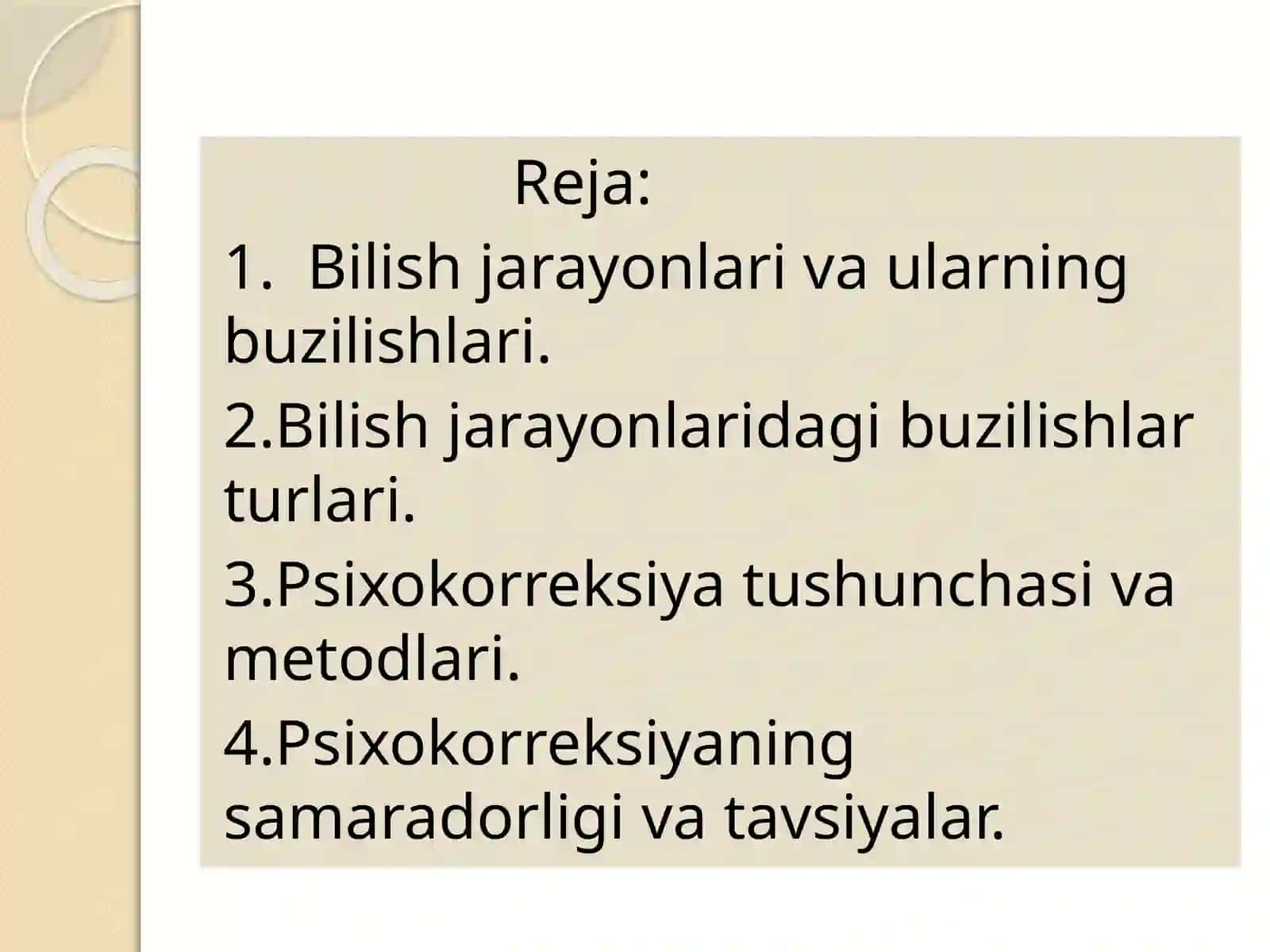 Bilish jarayonlari buzilishlaridan psixo-korreksiya 2