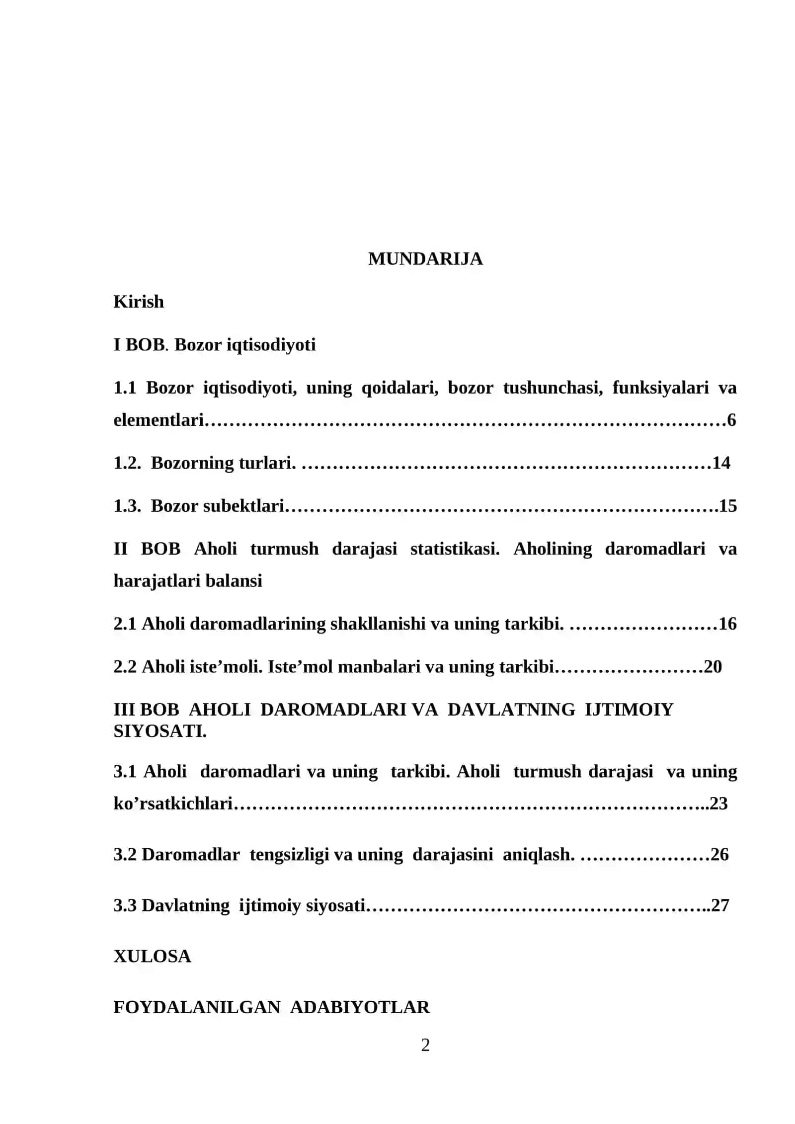 IQTISODIYOT NAZARIYASI FANIDAN KURS ISHI 2