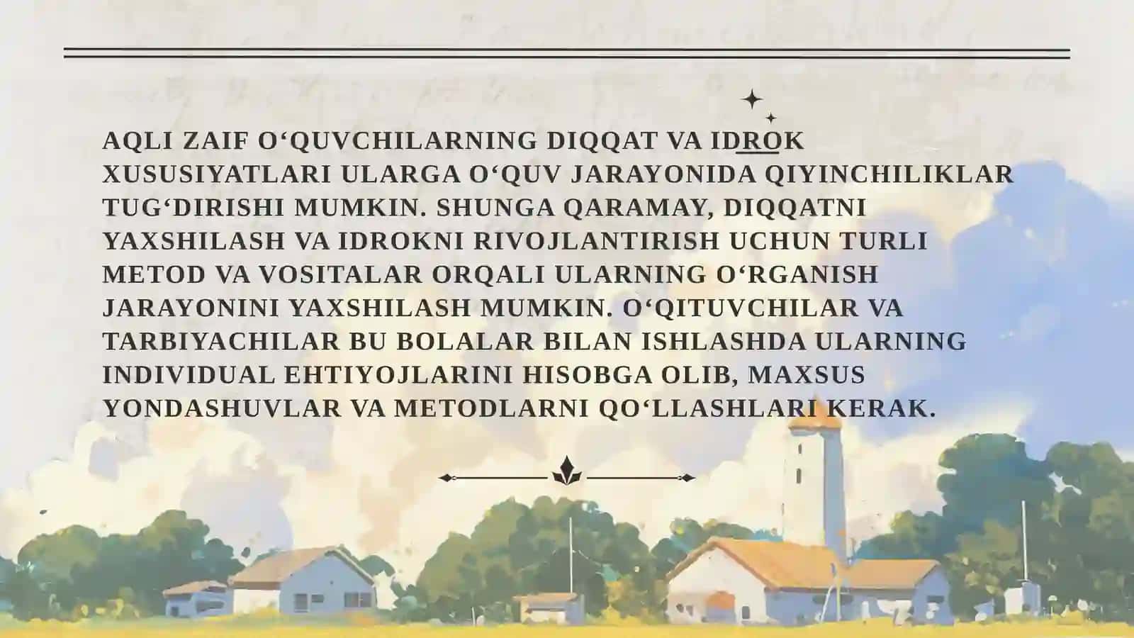 AQLI ZAIF O‘QUVCHILARNING DIQQAT VA IDROK XUSUSIYATLARI 2
