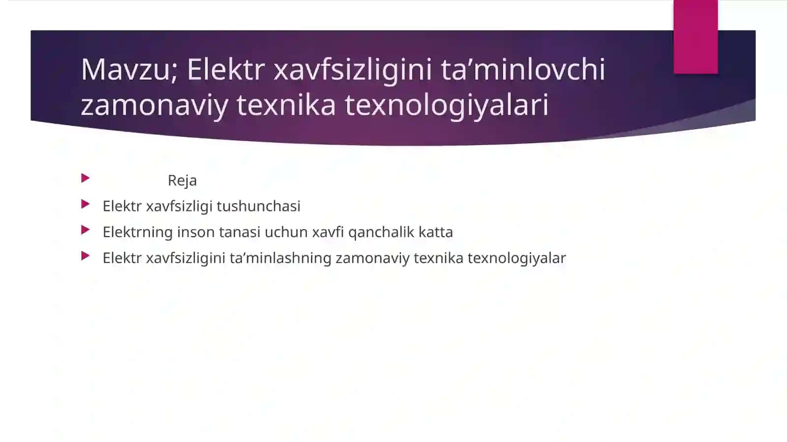 Elektr xavfsizligini ta'minlovchi zamonaviy texnika texnologiyalari 2