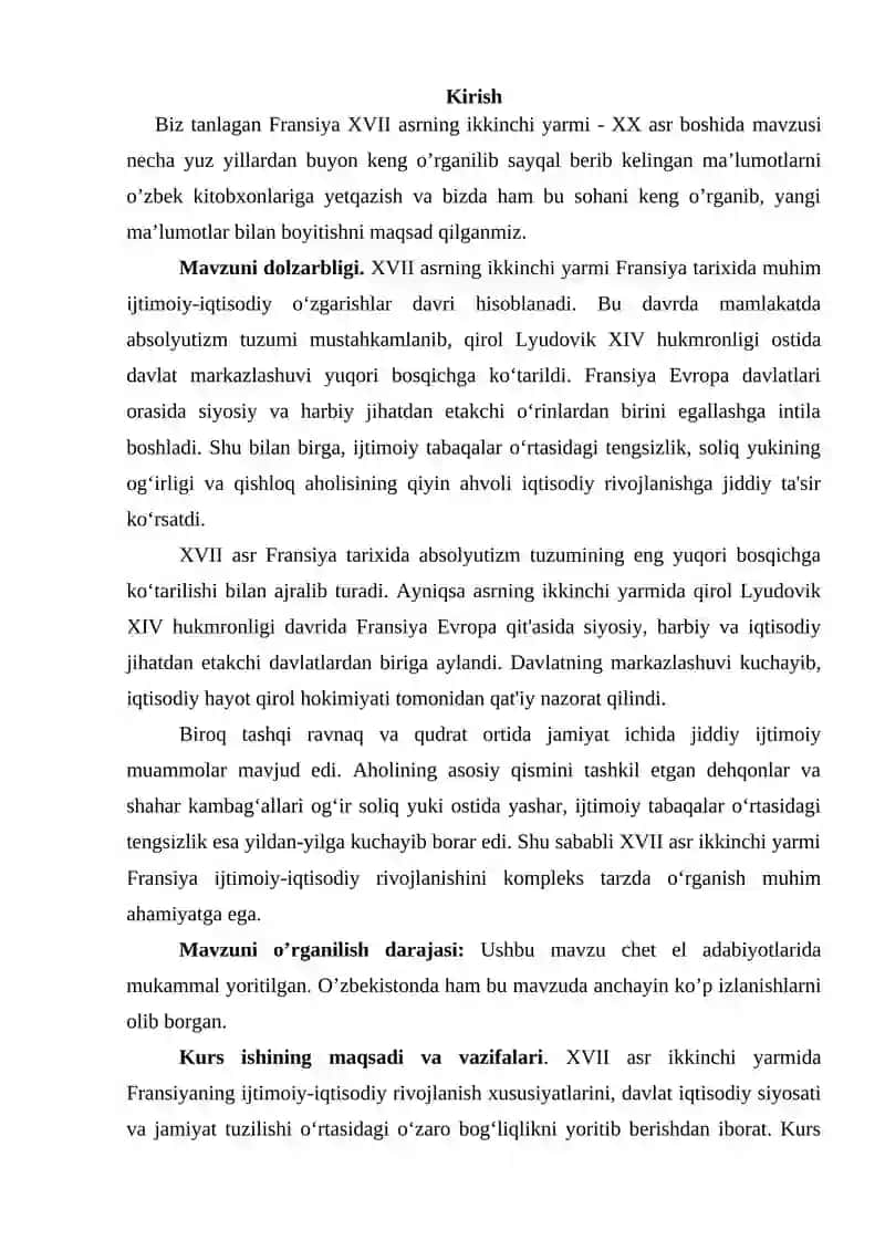 Fransiya XVII asrning ikkinchi yarmi - XX asr boshida 2