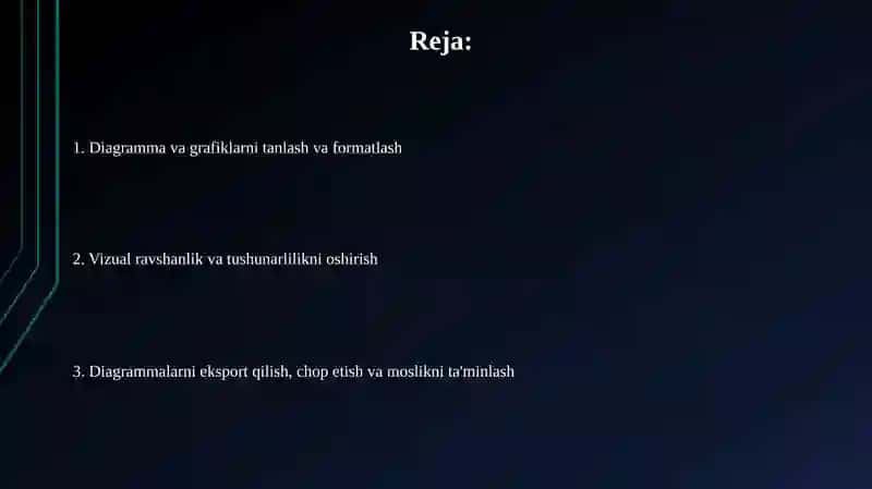 Diagrammalar ustida ishlash grafik va diagrammalarni shakllantirish 2