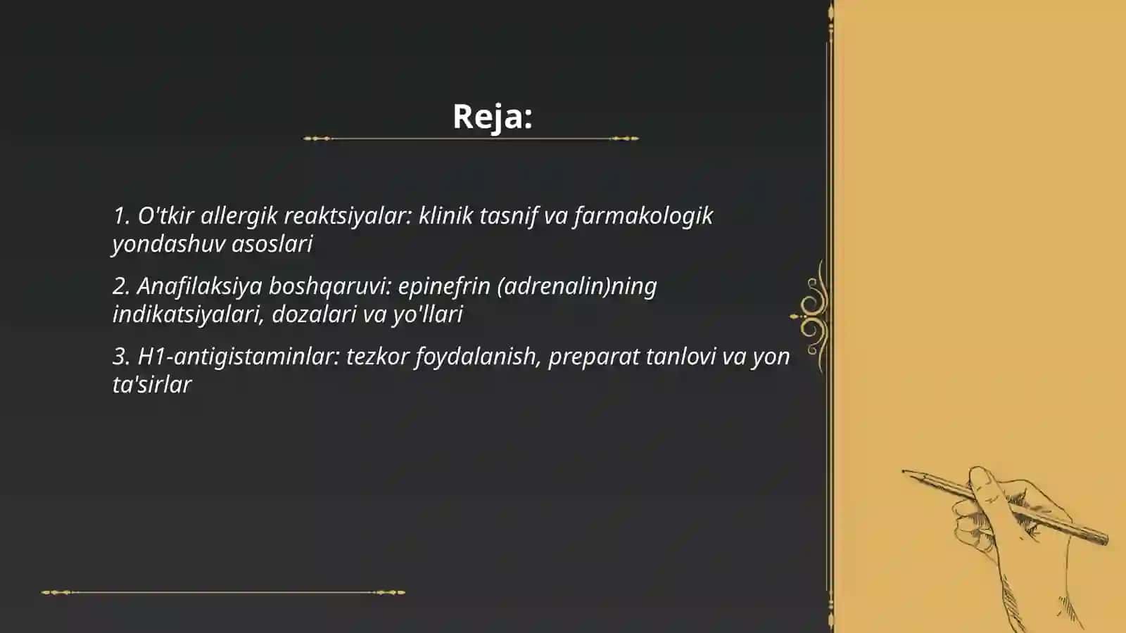 O'tkir alergiya holatlarida dori vositalarini ratsional qolashga klinik. farmakologik yondashuv 2