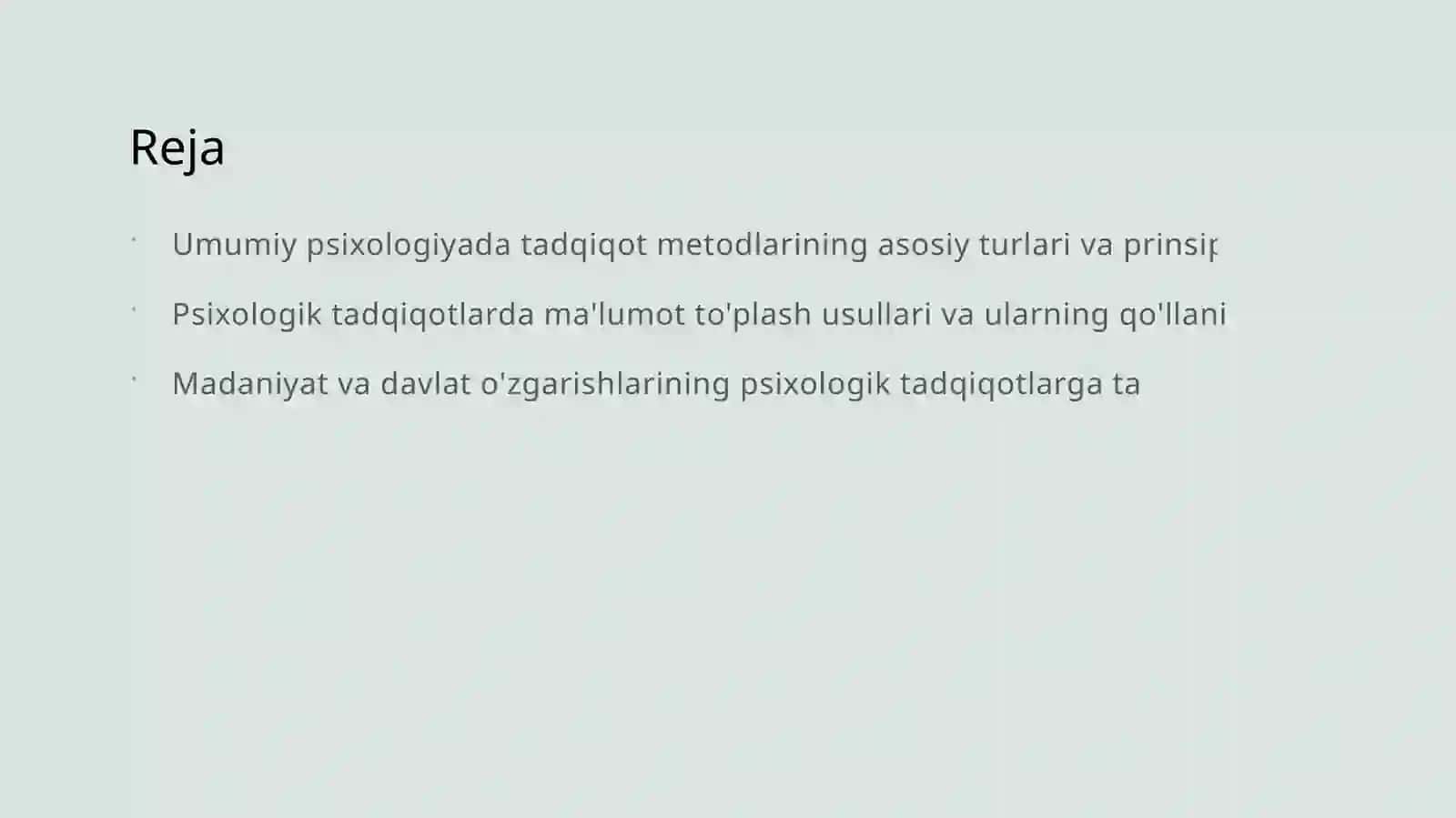 Umumiy psixologiya fanining tadqiqot metodlari 2