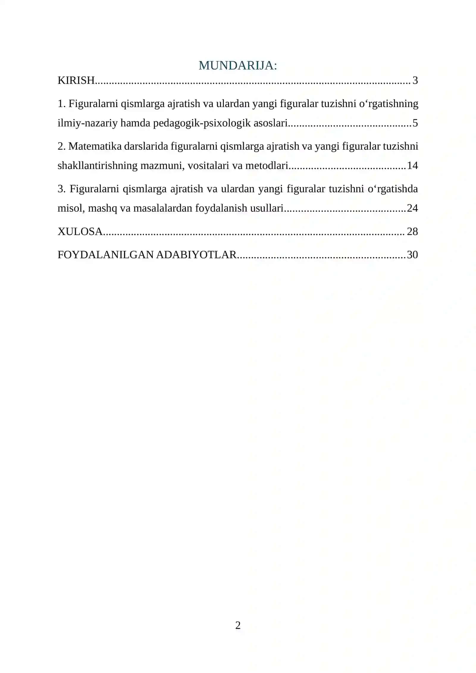 Figuralarni qismlarga ajratish va ulardan yangi figuralar tuzish metodikasi 2