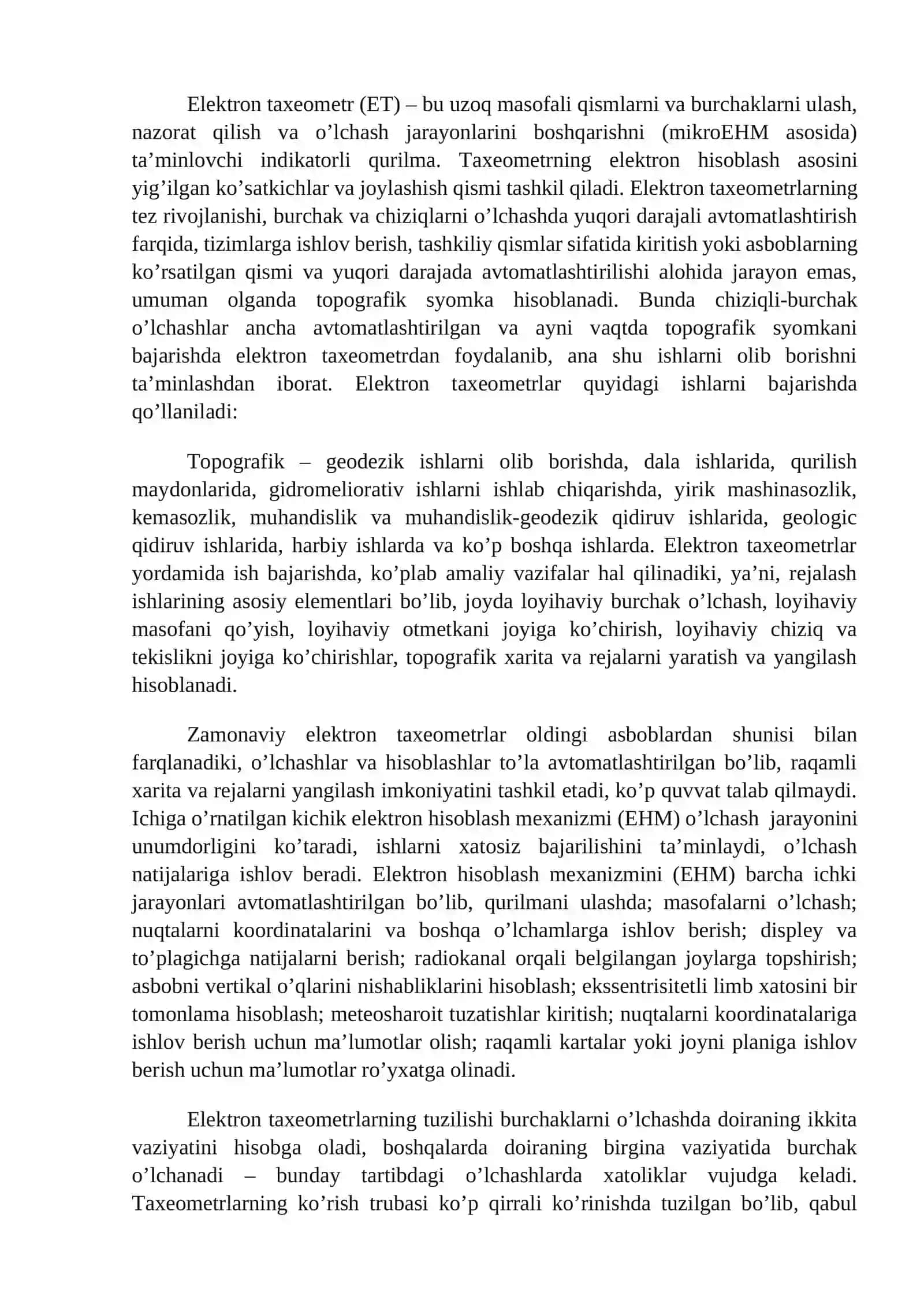 YER TUZISH ISHLАRINI BАJАRISHDА ELEKTRОN TАХEОMETRLАRDАN FОYDАLАNISH 2