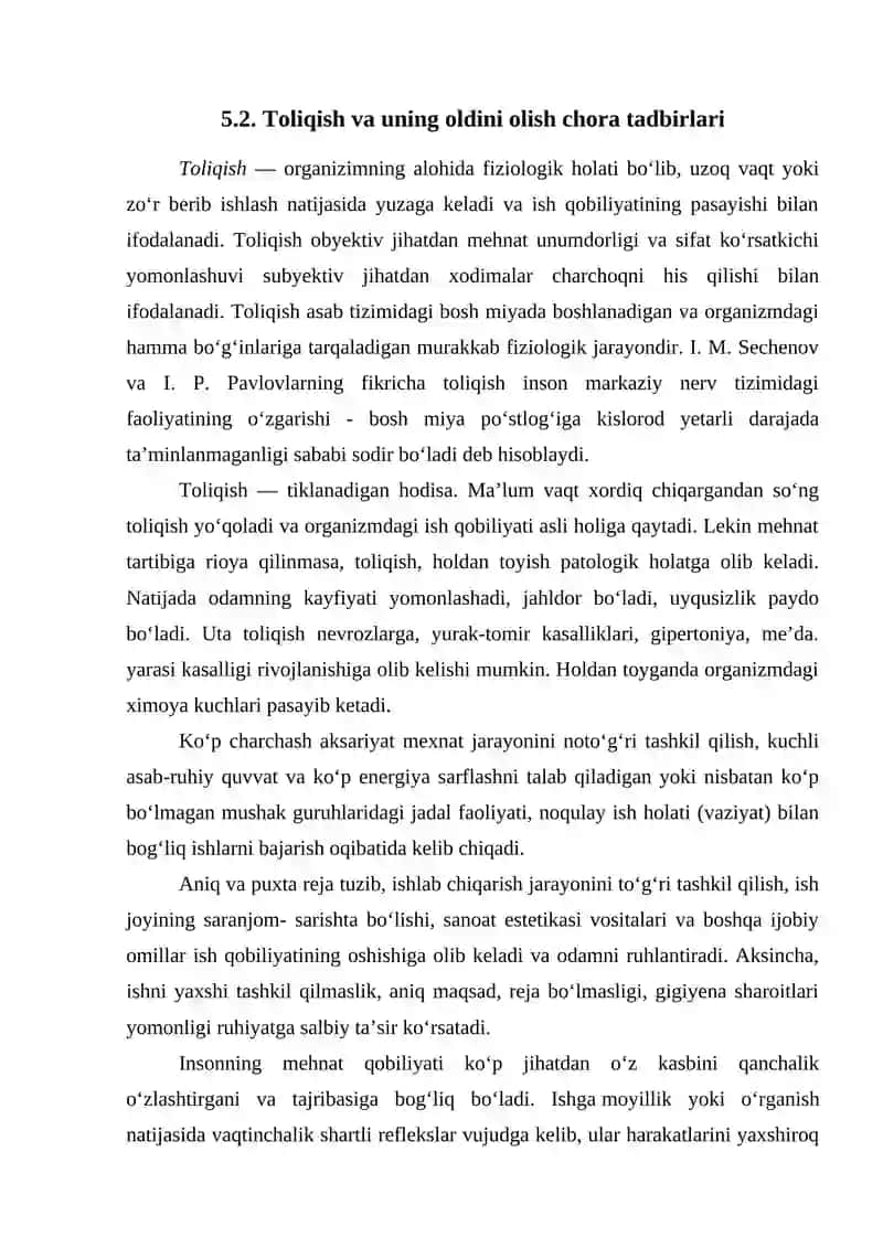 Ishlab chiqarishda faoliyat xavsizligini boshqarish tizimini tashkil qilish 2
