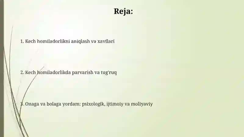 Homiladorlikni kechki muddatlarda aniqlash va homiladorlikni parvarish qilish 2