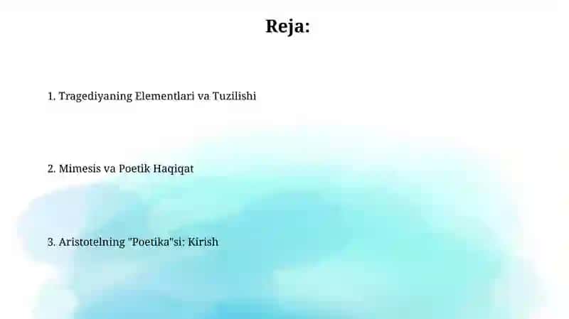 Aristotelning "Poetika" asarini oʻqib oʻrganish 2