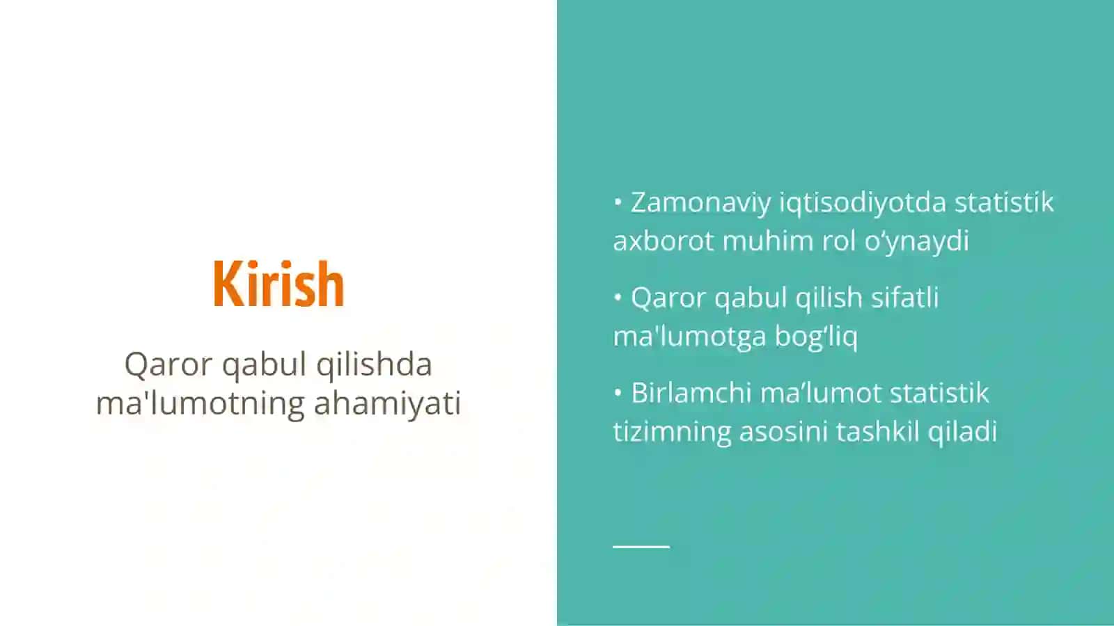 BIRLAMCHI TADQIQOT USULLARI VA STATISTIK MA’LUMOTLARNI QAYTA ISHLASH 2