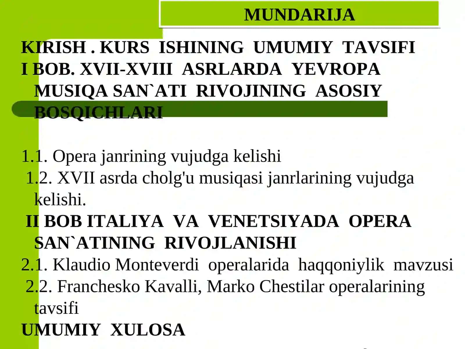 XVII-XVIII ASRLARDA YEVROPA MUSIQA SAN`ATINING YUKSALISHI 2