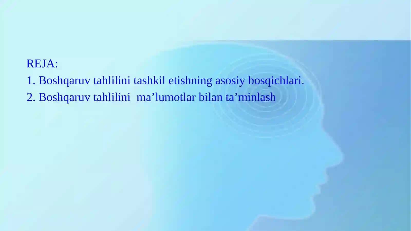 Boshqaruv tahlilini tashkil qilish va uni ma’lumotlar bilan ta’minlash 2