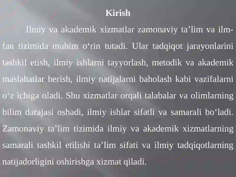 Ilmiy va akademik xizmatlar 2