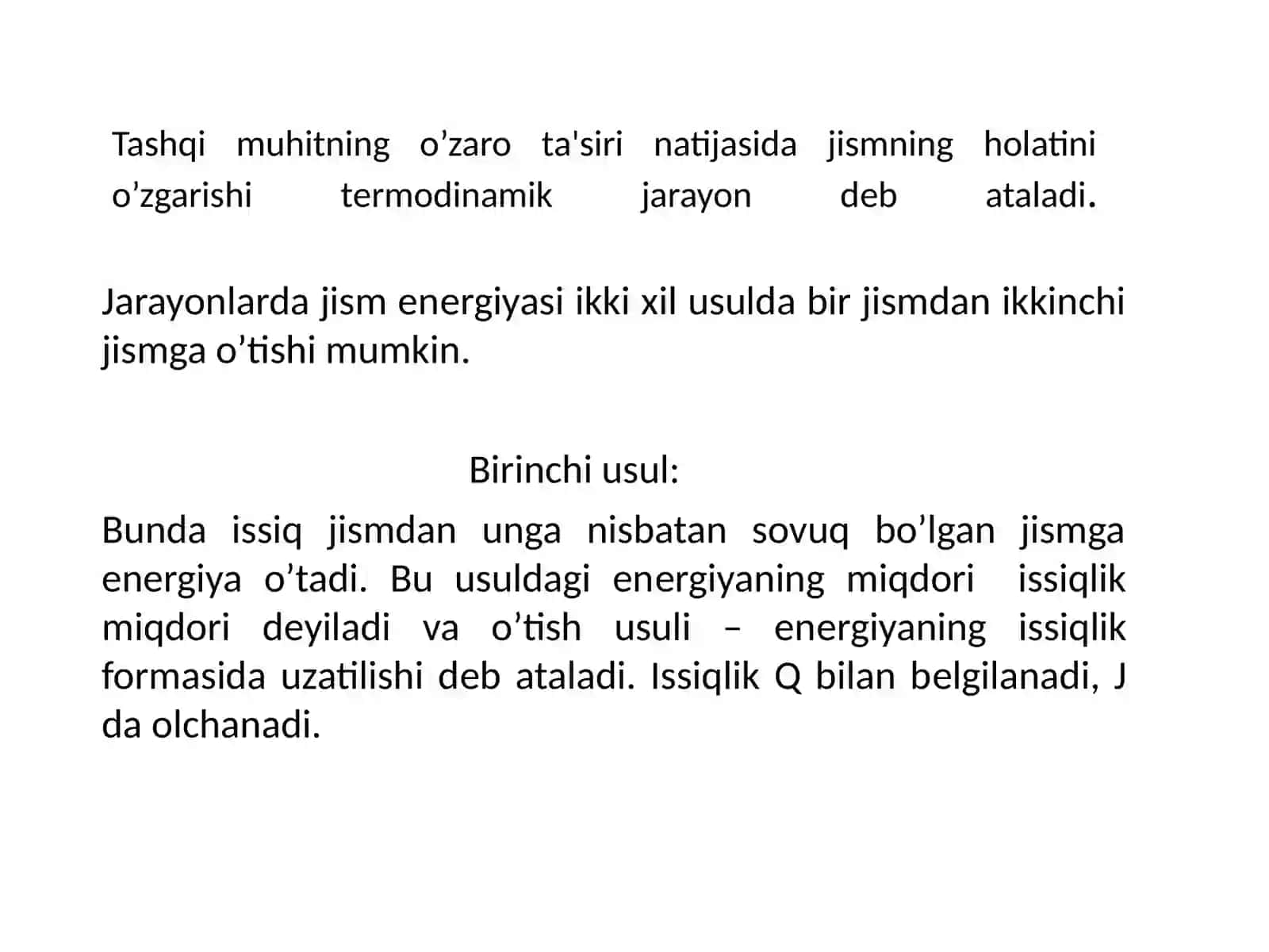 Termodinamikaning 1-qonuni 2