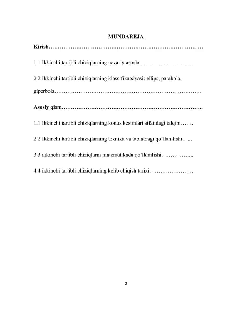 Ikkinchi tartibli chiziqlar 2