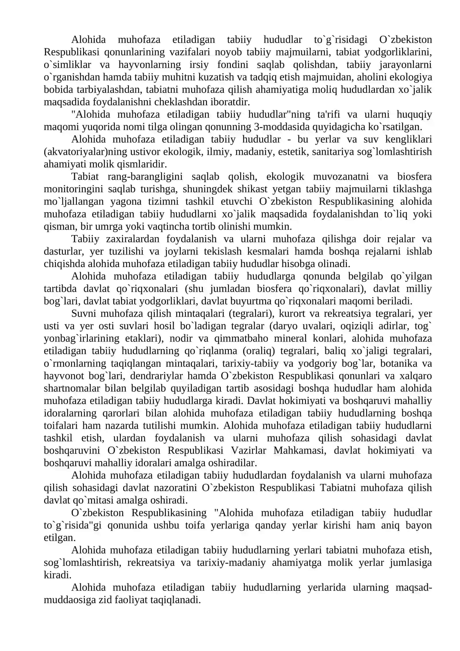 Alohida muhofaza etiladigan tabiiy hududlarning huquqiy holati 2