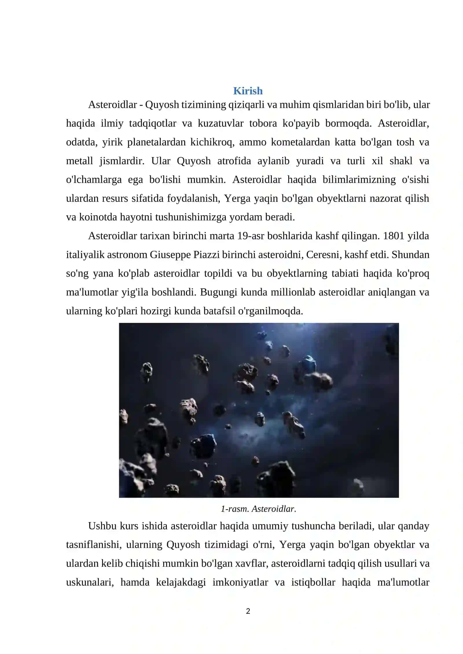ASTEROIDLAR KURS ISHI 2